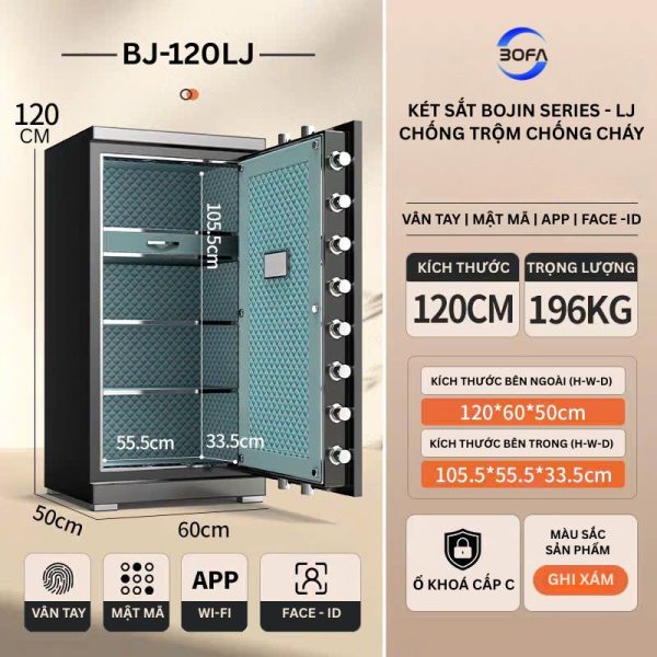 Két sắt nhập khẩu Bofa BJ-150LJ 5 phương thức mở khóa Face ID App
